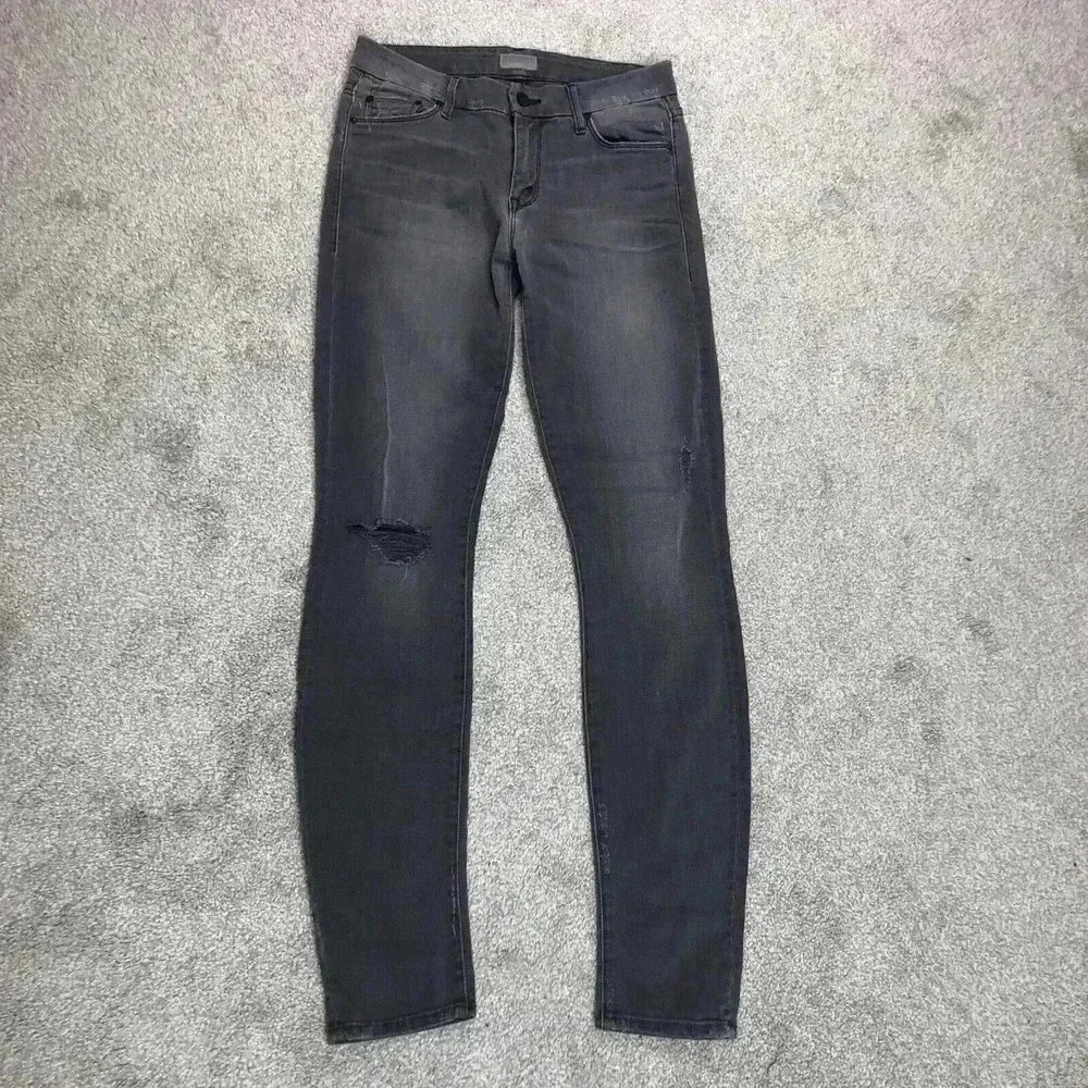 Mother Skinny Jeans Grey Distressed Mid Rise The Looker Last Chance Saloon Sz 26